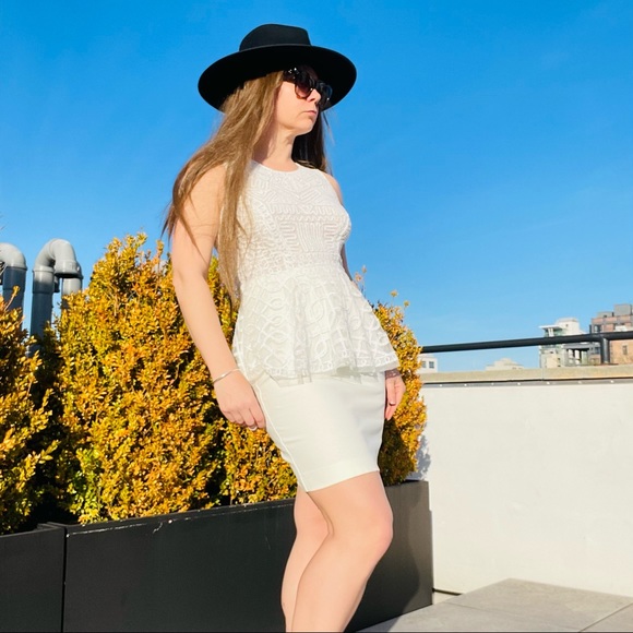 Catherine Malandrino Bodycon Dresses Peplum Sheer Sleeveless Eyelash Patchwork - Picture 10 of 15